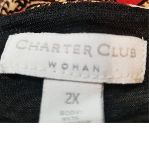 Charter Club Women's Career Faux Wrap Stretchy Belted Multicolor Dress Size 2X - Picture 7 of 10